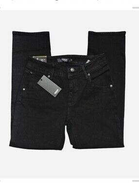 NWT Hudson Slim Straight Pitch Black Jeans Women's 28 Retro Alternative Grunge